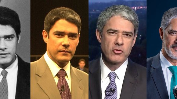 O adeus de William Bonner ao 'Jornal Nacional': 32 fotos raras mostram 'antes e depois' do jornalista na Globo ao longo dos últimos 39 anos