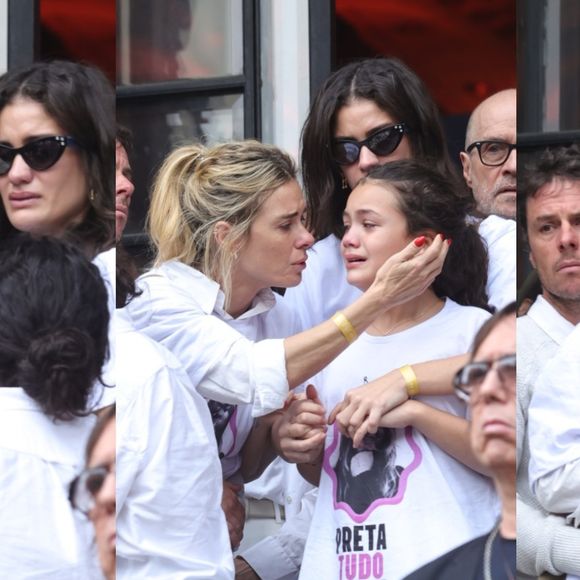 Após velório de Preta Gil, Carolina Dieckmmann consola Sol de Maria, neta de Preta Gil