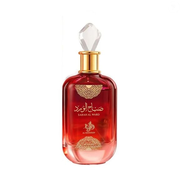 Sabah Al Ward Valentine (Al Wataniah) - 100ml | R$ 299,00 - com inspiração em uma rosa coberta de orvalho pela manhã, o perfume mistura tangerina, pimenta rosa, cacau, flor de laranjeira e baunilha em uma composição feminina sensual e misteriosa, ideal para quem gosta de perfumes românticos com excelente fixação