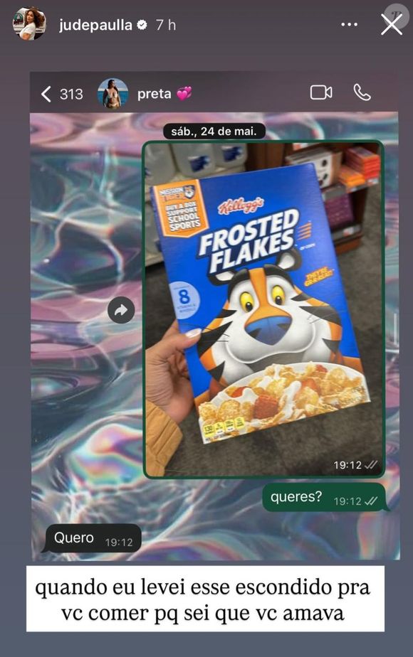 Jude Paulla contou que Preta Gil adorava cereais.