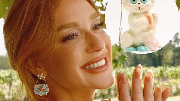 Essa bolsa de gatinha usada por Marina Ruy Barbosa em casamento na Itália parece brinquedo, mas é uma peça de luxo pintada à mão. Aos detalhes!