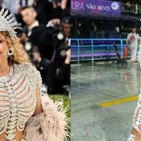 Met Gala 2026: look de Beyoncé surpreende Lore Improta por semelhança com figurino de Carnaval; musa da Viradouro brinca com a situação. Compare com fotos!