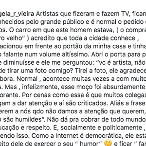 Chateada, Ângela Vieira criticou a atitude 'absurdamente ignorante' do influenciador e lamentou a forma com que ele agiu com ela