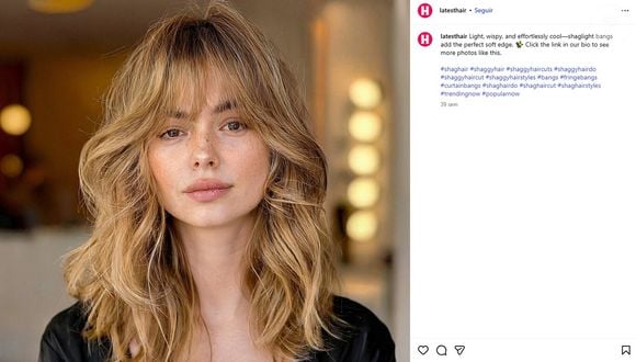 O cabelo comprido com franja garante movimento, emoldura o rosto e funciona perfeitamente para a criação de penteados