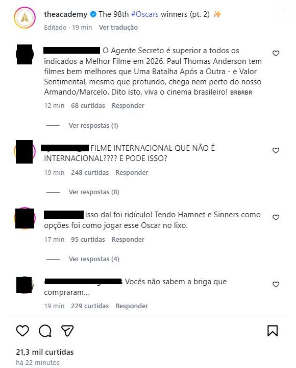Internautas avisaram que 'O Agente Secreto' era sim o melhor filme da noite