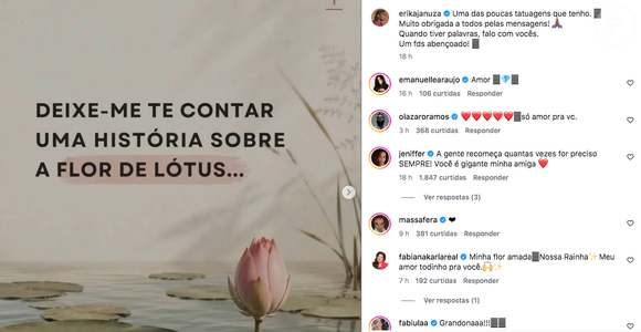 Erika Januza recebeu apoio de famosos na publicação