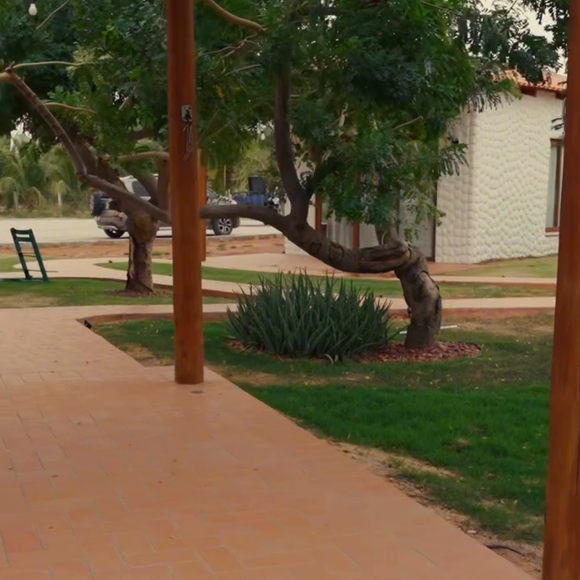 Ivete Sangalo escolheu piso que remete ao revestimento estilo tijolinho, em tom quente alaranjado, para o jardim e para a varanda