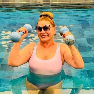 Vera Fischer aos 74 anos: 'A fisioterapia aquática entrou na minha vida para melhorar as minhas dores. Minha força, resistência e postura estão cada dia melhores'