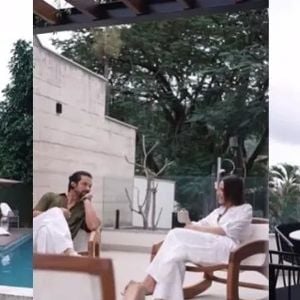 Romulo Estrela também possui um deck onde curte momentos em família e com a esposa