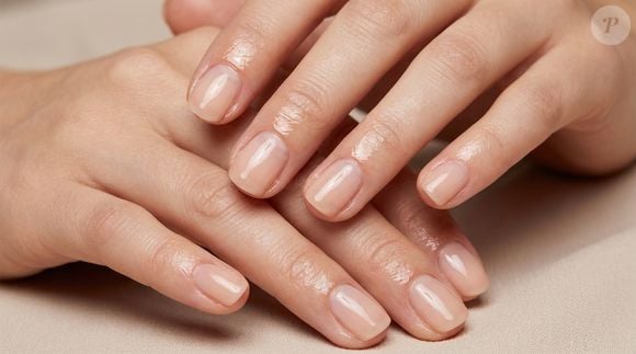 Unhas longas amendoadas, base nude e ponta branca difusa, transição cremosa estilo 'milk french', acabamento levemente glossy, iluminação natural suave, fundo branco-bege, close-up que destaque o degradê entre o nude e o branco