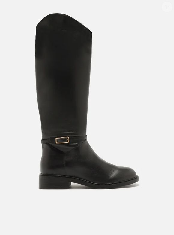 Da marca Arezzo e custando R$ 799,90, esse sapato tem cano longo, salto baixo bloco em fachete e formato arredondado na ponta.