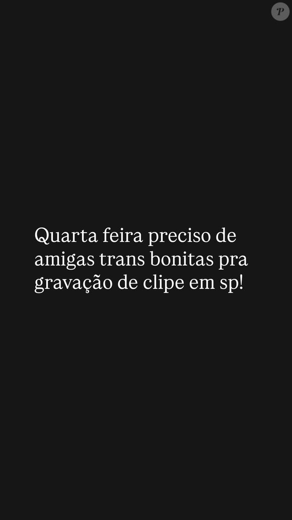 Andressa Urach também chamou mulheres trans: ‘Quarta-feira (14), preciso de amigas trans bonitas pra gravação de clipe em São Paulo’