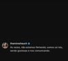 Thamires Hauch fez uma publicação em seu perfil no Instagram com a seguinte frase: "Às vezes, não estamos flertando. Somos só nós, sendo gostosas e nos comunicando'.