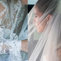 Renda floral, gola alta e véu sobre o rosto: o vestido de noiva clássico de Giulia Be para se casar com Conor Kennedy em igreja histórica do Rio de Janeiro que já recebeu princesa Isabel. Fotos!