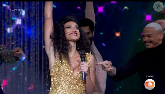 Débora Nascimento participou do quadro Batalha do Lip Sync, do 'Domingão com Huck'