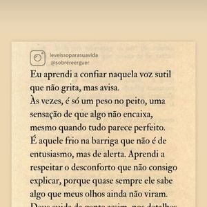 Hariany Almeida compartilhou uma mensagem enigmática em seu perfil, no Instagram, após anúncio do término do namoro.