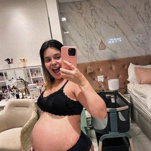 Este é um dos últimos cliques de Viih Tube antes de dar à luz - olha o tamanho da barriga!