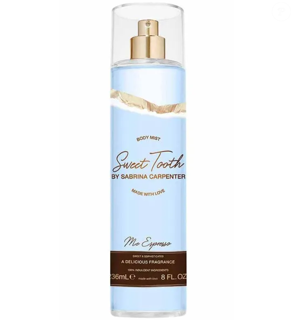 Body splash Sweet Tooth Me Espresso, da Sabrina Carpenter, traz notas potentes de grão espresso em suas borrifadas