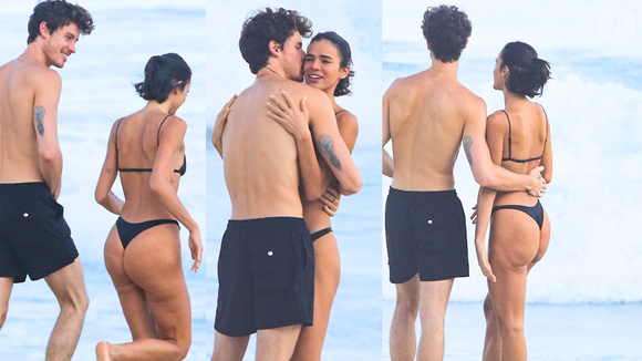 De fio-dental cavado, Bruna Marquezine exibe curvas e ganha abraço de Shawn Mendes em dia de mar no Rio; xx fotos do casal do momento!