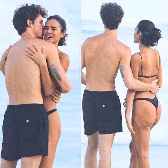 De fio-dental cavado, Bruna Marquezine exibe curvas e ganha abraço de Shawn Mendes em dia de mar no Rio; xx fotos do casal do momento!