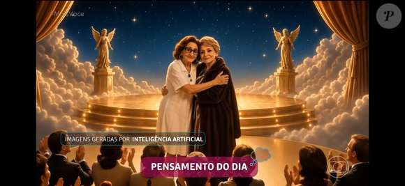 A Globo exibiu no ‘Mais Você’ uma imagem criada por inteligência artificial em que Glória Menezes e Laura Cardoso aparecem abraçadas após as mortes das duas atrizes