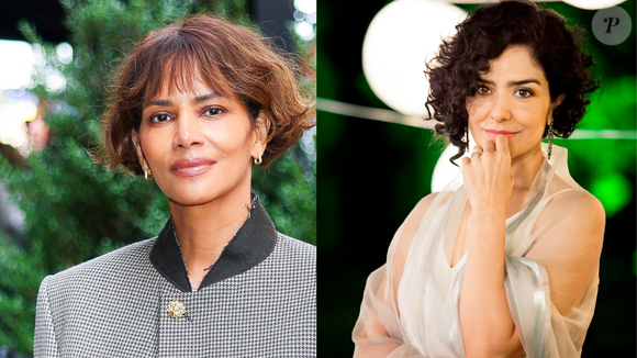 Letícia Sabatella e Halle Berry mostram diferentes interpretações dos cortes assimétricos. Enquanto o bob de Halle tem acabamento mais alinhado, a versão cacheada de Letícia valoriza outra textura de cabelo