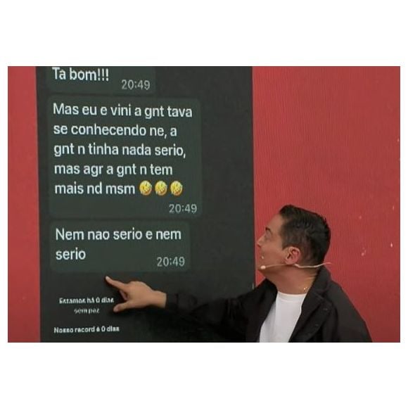 Leo Dias expôs um print de uma conversa com Virgínia Fonseca. Ela confirma o relacionamento e o término na mesma mensagem