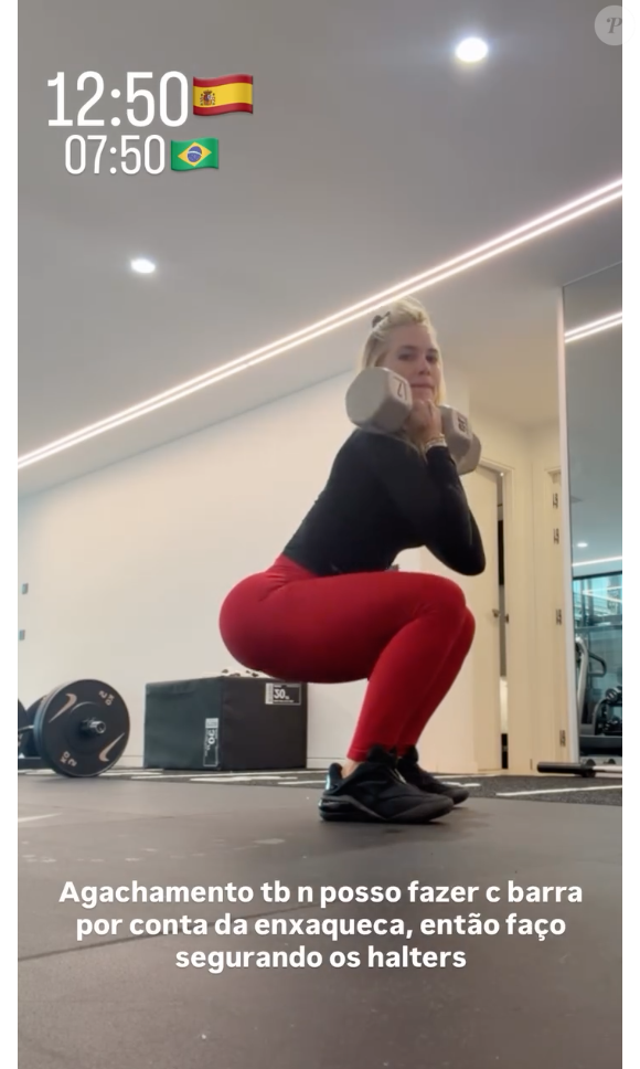 Outro exercício que Virgínia alterou foi o agachamento, que ela já não faz mais com barras ou o smith