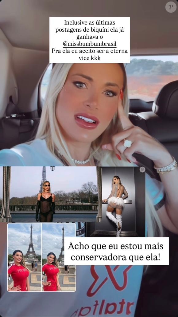 Na legenda, Andressa Urach ainda elogiou e brincou que Virgínia seria campeã do Miss Bumbum devido ao seu corpo