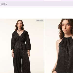 A alfaiataria também aparece na coleção de Rafa Justus, com conjunto formado por blusa peplum de mangas bufantes e calça de modelagem ampla