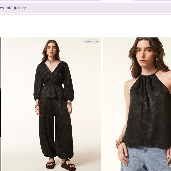 A alfaiataria também aparece na coleção de Rafa Justus, com conjunto formado por blusa peplum de mangas bufantes e calça de modelagem ampla