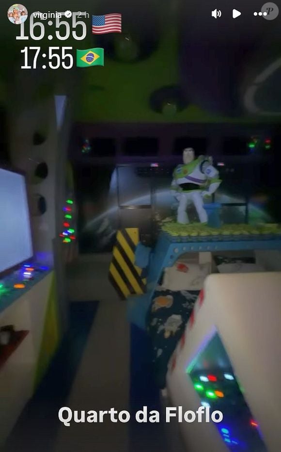 O quarto de Maria Flor, filha do meio de Virgínia, tem como tema o filme 'Toy Story'