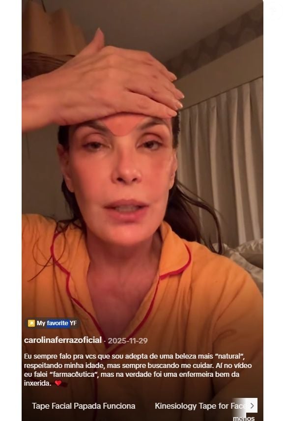 Carolina Ferraz revelou o passo de skincare que virou parte da sua rotina noturna: a atriz contou que deixou tudo preparado para dormir usando a técnica ensinada por Margot Yang
