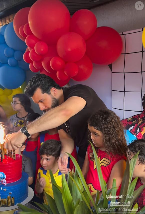 Murilo Huff organizou uma festa temática para o filho