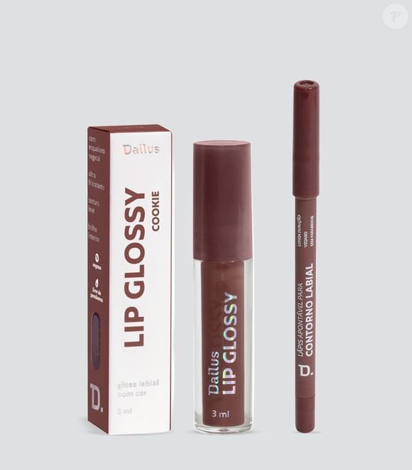 27. Kit Lip Combo (Dailus) | R$ 66,80
Lápis labial e gloss em tons de marrom para um lip combo completo.
