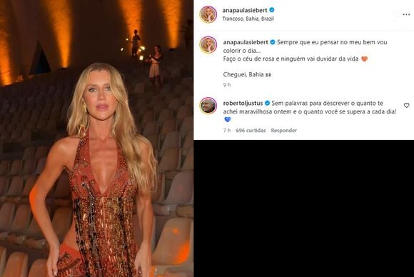 Roberto Justus fez questão de elogiar publicamente a esposa, Ana Paula Siebert