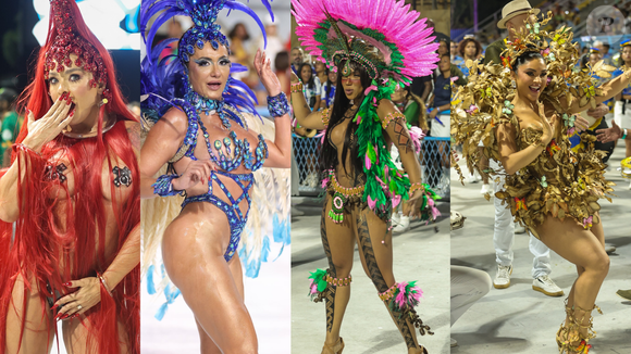 Plumas, pedrarias e até livros: rainhas da Mocidade, Tijuca, Mangueira e Niterói abrem o Carnaval 2026 no 1º ensaio técnico da Sapucaí