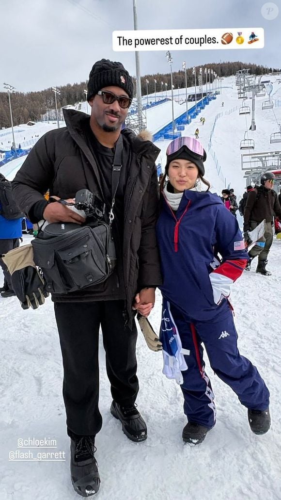 Chloe Kim é namorada do jogador de futebol americano Myles Garrett, que foi até a Itália para prestigiar a amada nas Olimpíadas