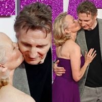 O novo amor de Pamela Anderson é famoso? Aos 58 anos, atriz dá beijo em Liam Neeson, de 73, e aumenta rumores de romance