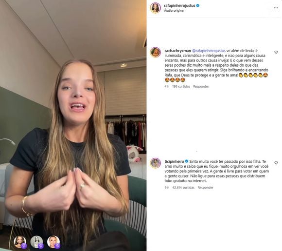 Rafaella Justus ganhou apoio da mãe, Ticiane Pinheiro, após ser atacada na web