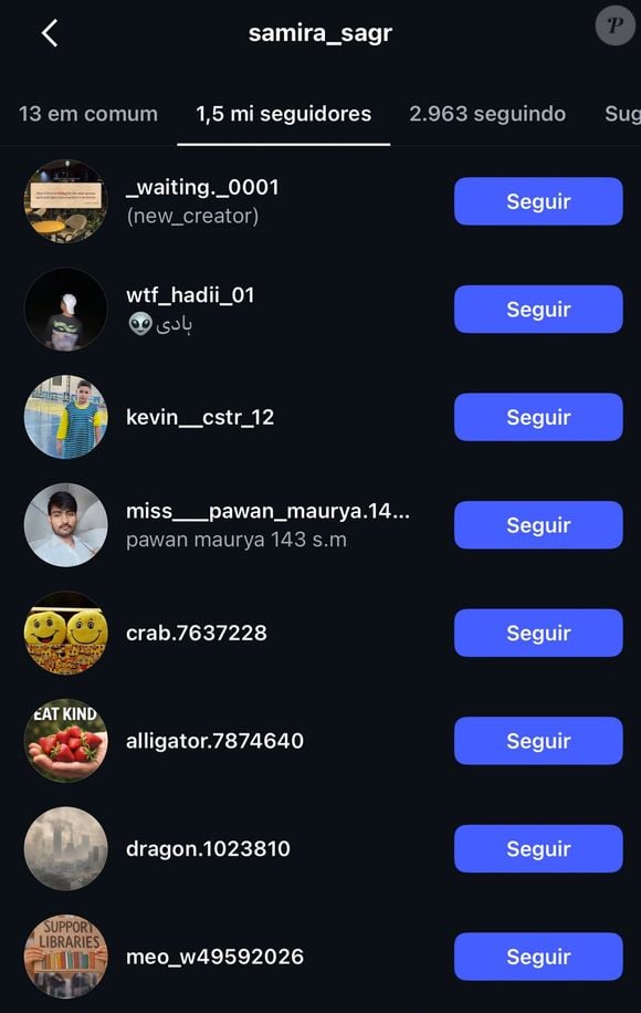 Web suspeita de compra de seguidores após queda brusca no perfil de Samira