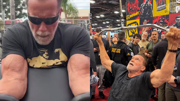 Arnold Schwarzenegger, aos 78 anos, está se preparando intensamente na academia para a sequência de 'Conan, o Bárbaro'