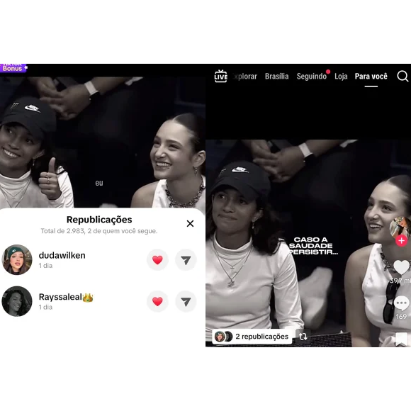 Duda Wilken, prima de Vivi Wanderley, ganha destaque após ser associada a rumores de namoro com Rayssa Leal