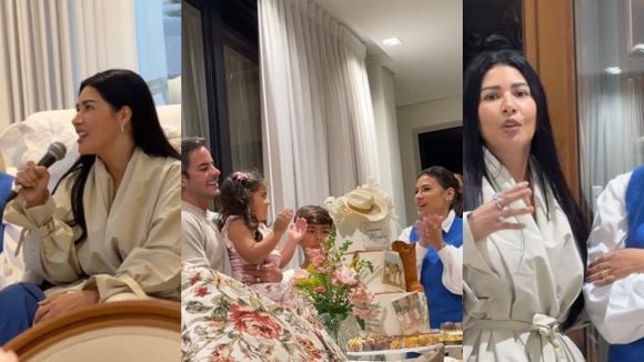 Bolo de 3 andares, sobremesa de bota e cantoria com Simaria: Simone Mendes comemora 42 anos com festa intimista em mansão e cai no choro após declaração da irmã. Fotos!