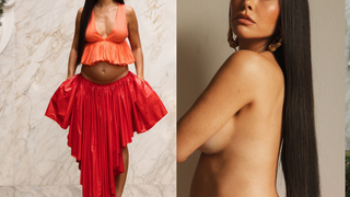 Grávida e poderosa! Sabrina Sato faz topless, exibe barrigão e surge com top laranja e saia vermelha de quase R$ 30 mil; veja fotos
