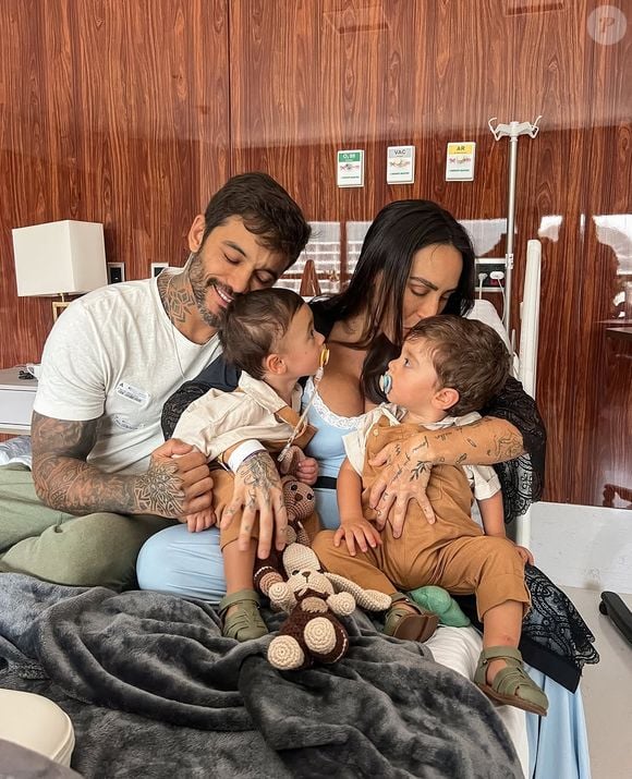 Clara Maia e André Coelho já são pais dos gêmeos José e João, de 1 ano