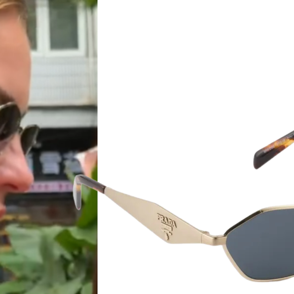 Se o tricô entrega casualidade, o acessório de luxo entra para dar o acabamento sofisticado. Em várias fotos da viagem, Paolla também aparece usando um modelo de óculos de metal da Prada que na Farfetch custa R$ 3.600