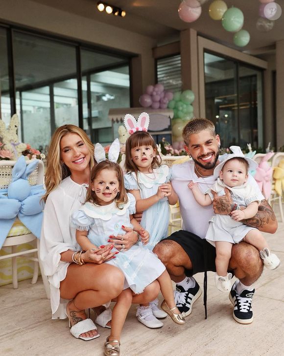 Família reunida: Virginia, Zé Felipe e os filhos comemoram a Páscoa antes do feriado oficial.