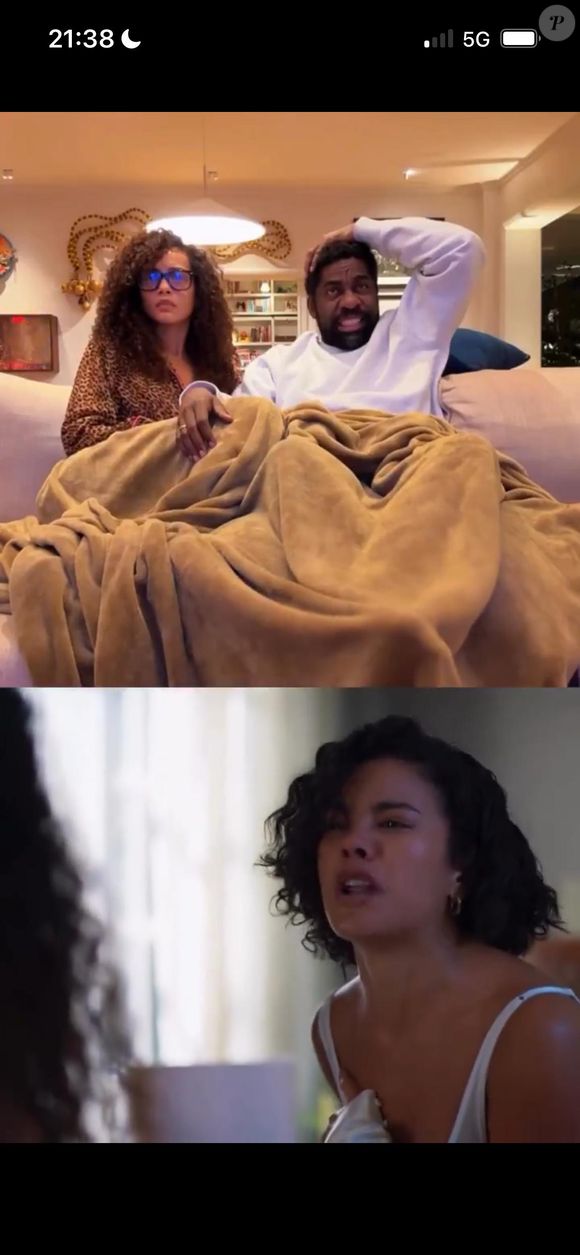 Taís Araújo publicou um vídeo ao lado de Lázaro Ramos reagindo à cena história de surra em Maria de Fátima em 'Vale Tudo'