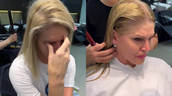 Em tratamento contra o câncer de mama, Val Marchiori chora ao cortar o cabelo curtinho: ‘Enfrentar o medo de ficar careca’